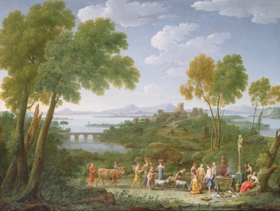 An Extensive Italianate Landscape with a Sacrifice by Hendrik van Lint